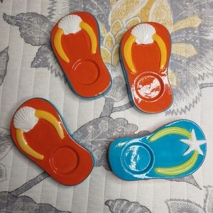 4 Flip Flop Ceramic Tea Light Holders